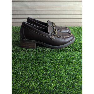 Women Eastland Nora Shoes Size 8.5 Brown  Slides Loafers Chain Heel